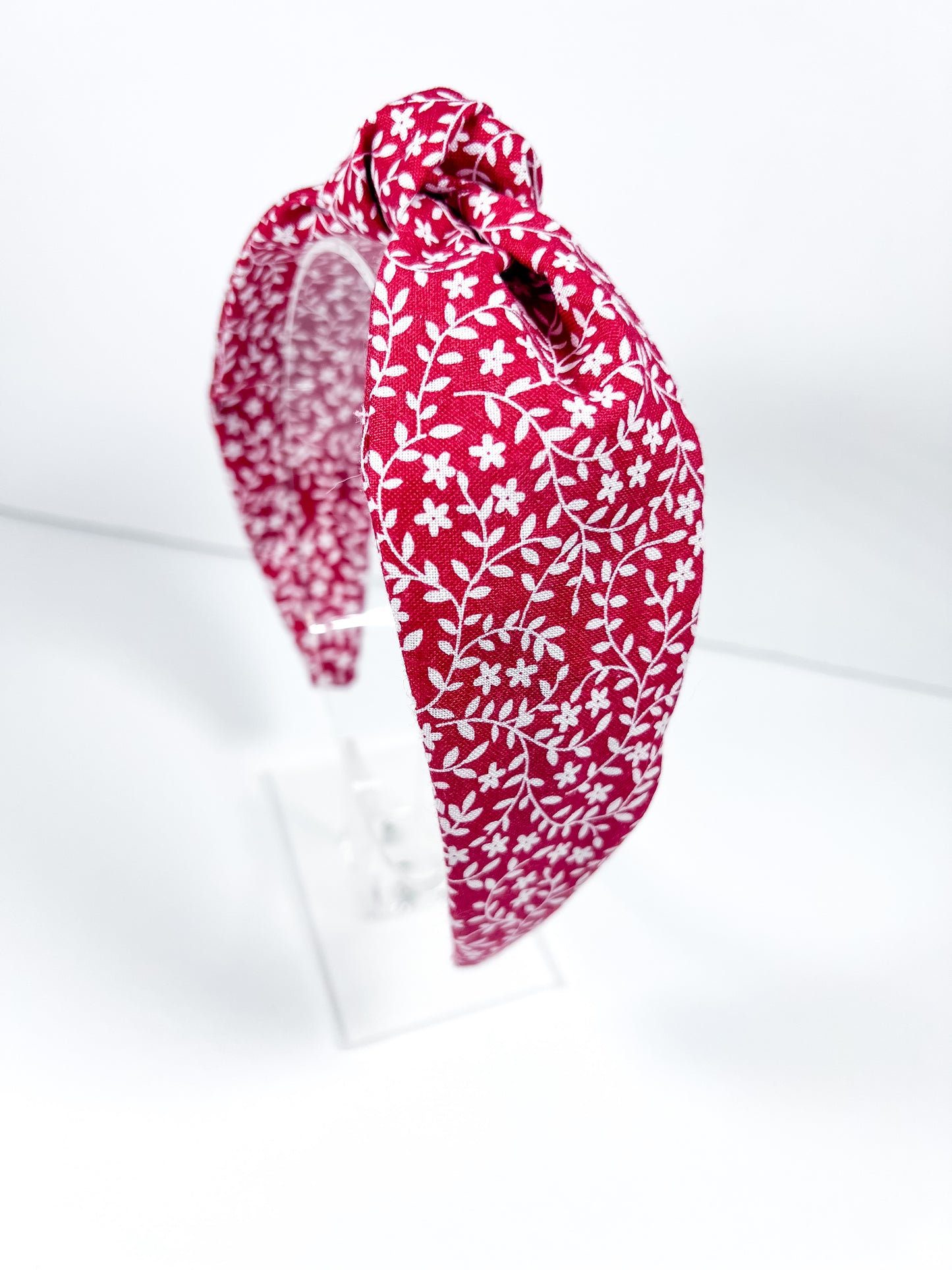 Sweet Red Blossom Top Knot Headband