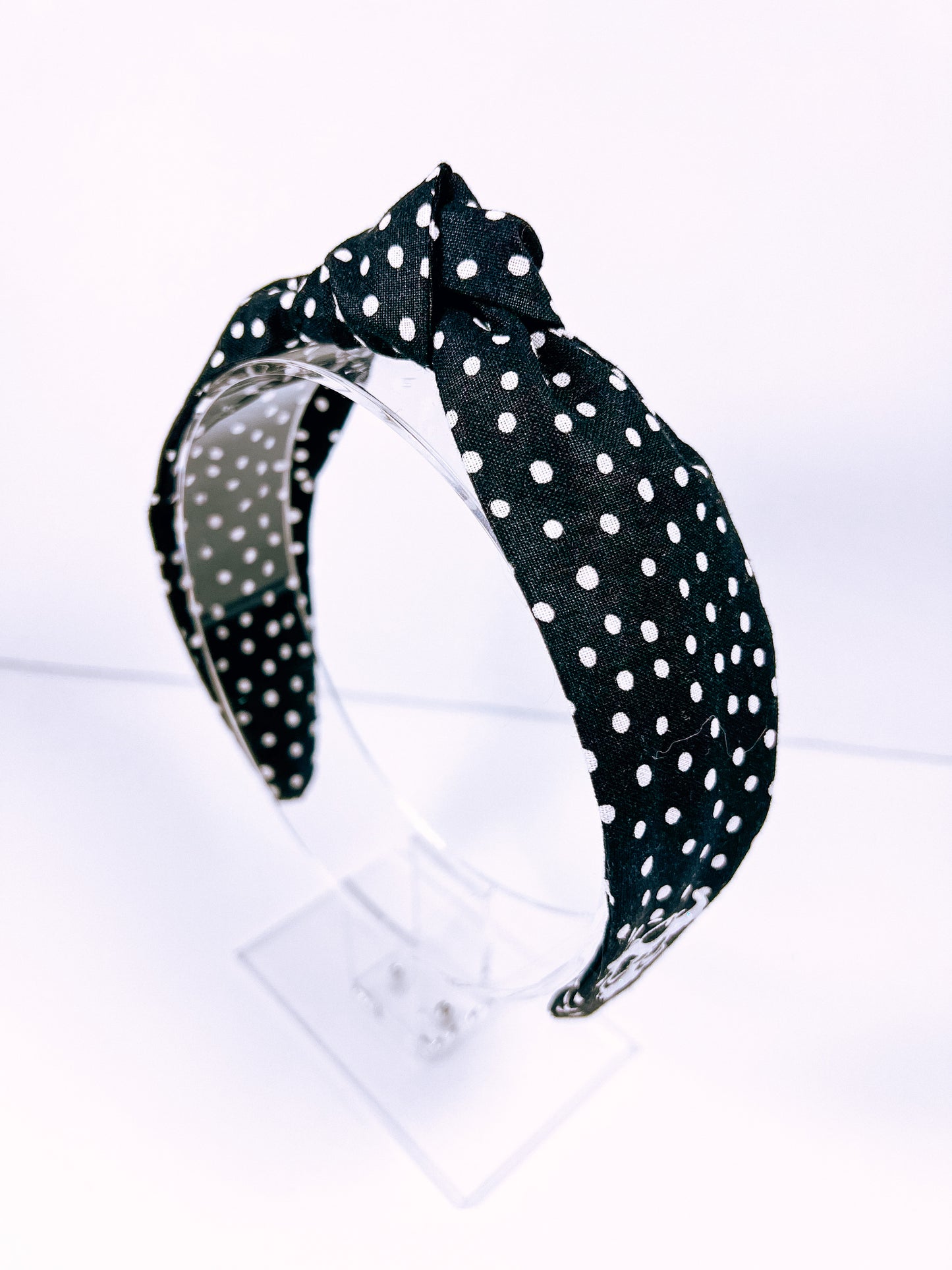 Black Polka Dot Top Knot Headband