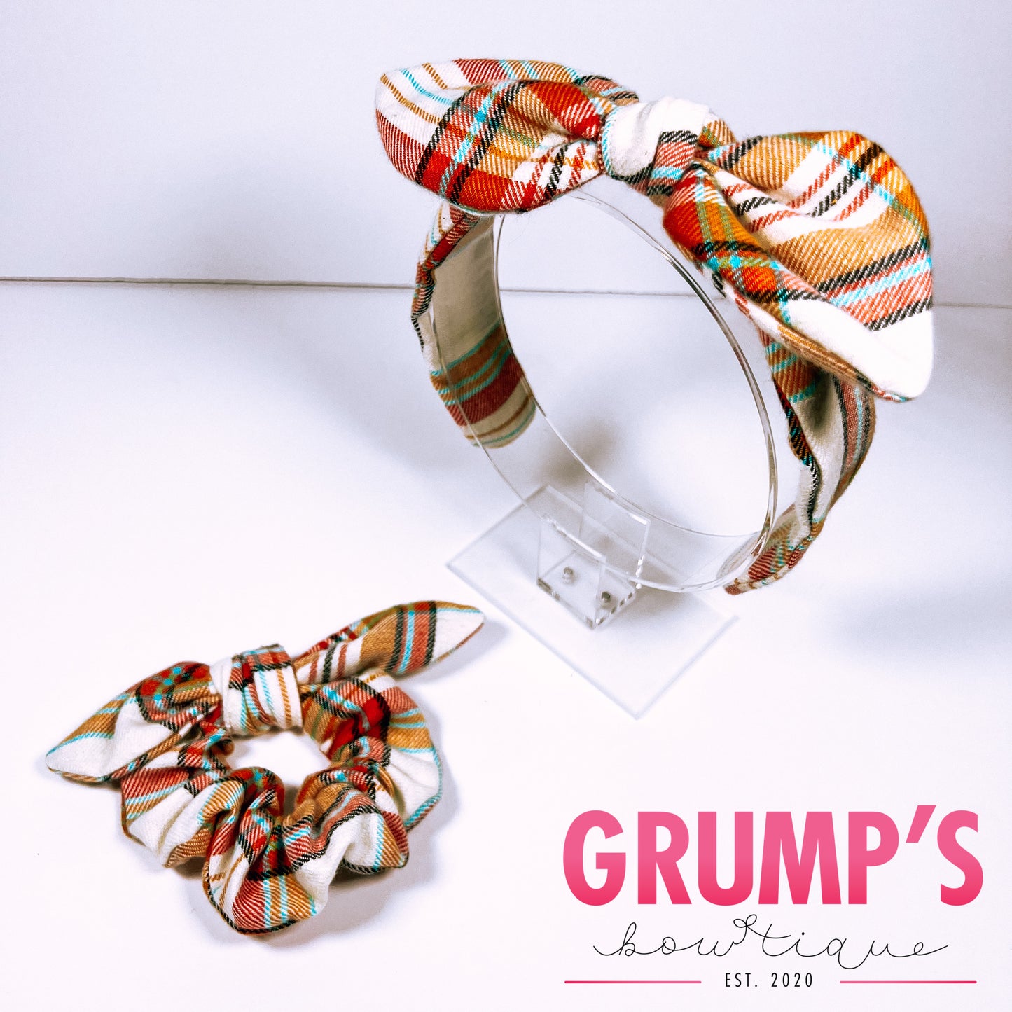 Fall Flannel Bowband or Scrunchie