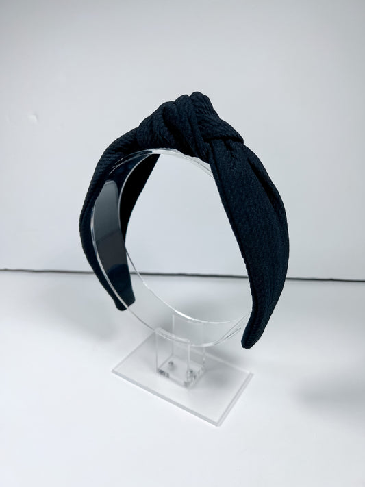 Solid Black Top Knot Headband