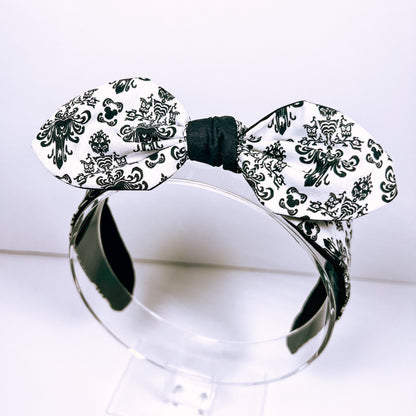 Black/white Spooky Mansion Bowband/ Bow Scrunchie/ Knotted Headband