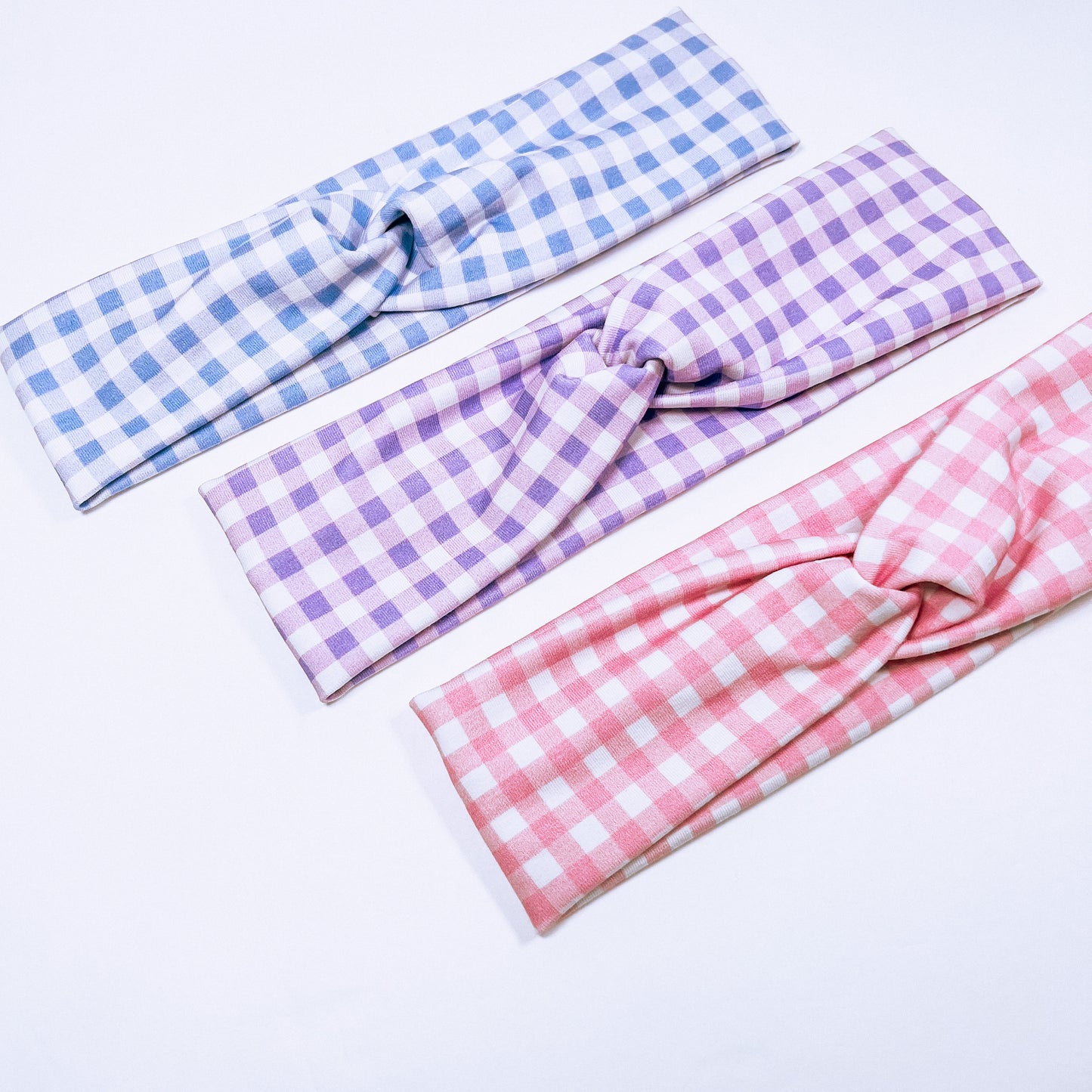 Pastel Gingham Knotted Headbands
