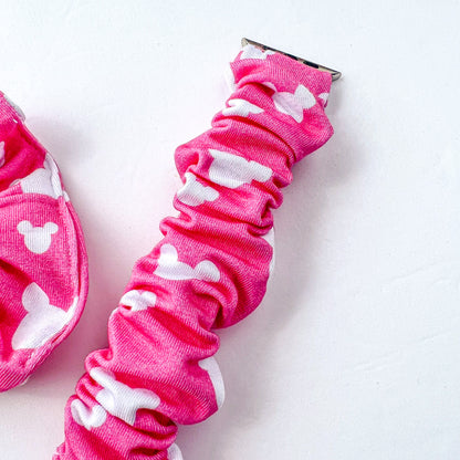 Pink and White Mouse Head Scrunchie OR Watch Band