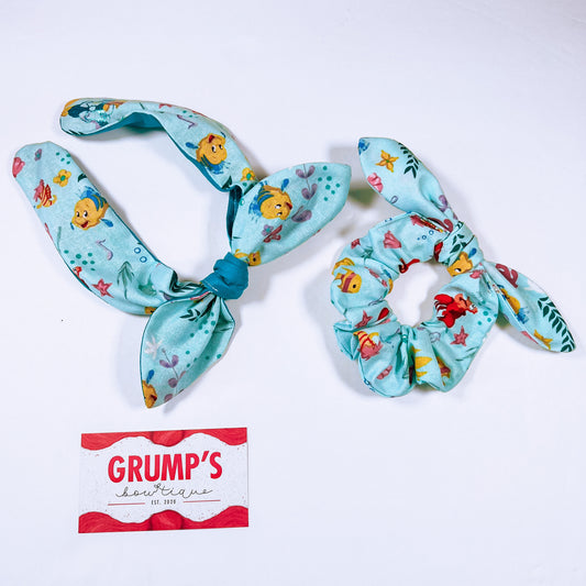 Sea Floral Bowband OR Bow Scrunchie